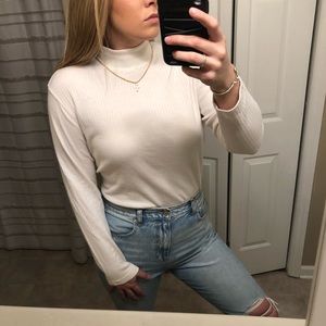 White mock neck shirt